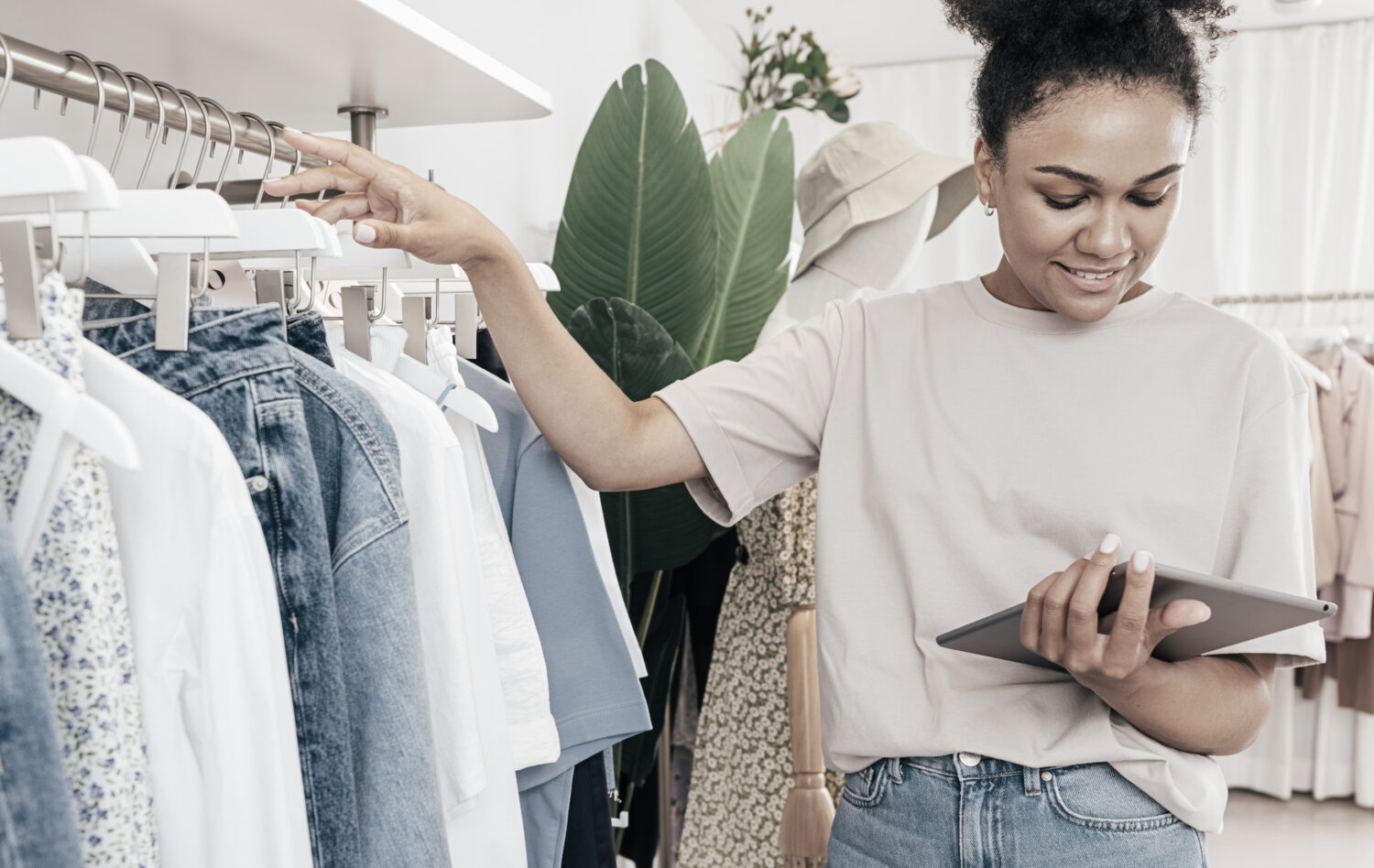 Woman shopping for clothes